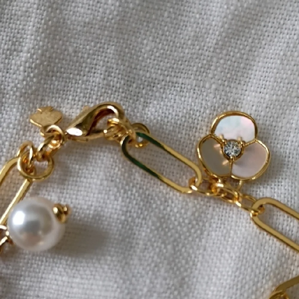 kate spade Gold Charm Bracelet with Red Strawberry Charms and Pearl Accents - Picture 5 of 5